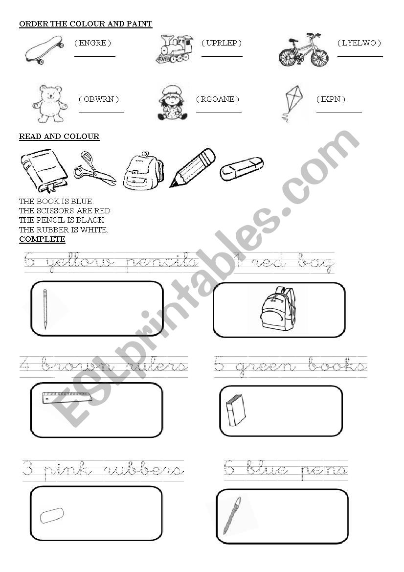 Colours worksheet