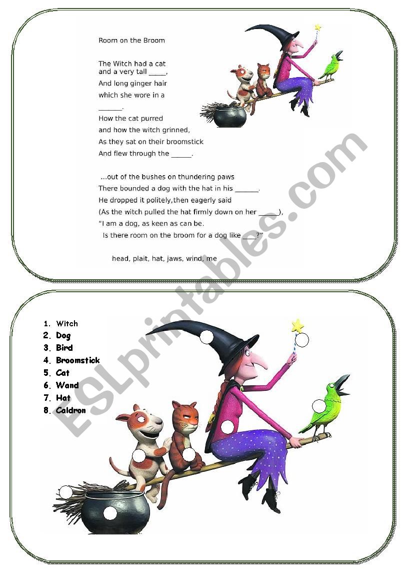 Room on the broom worksheet