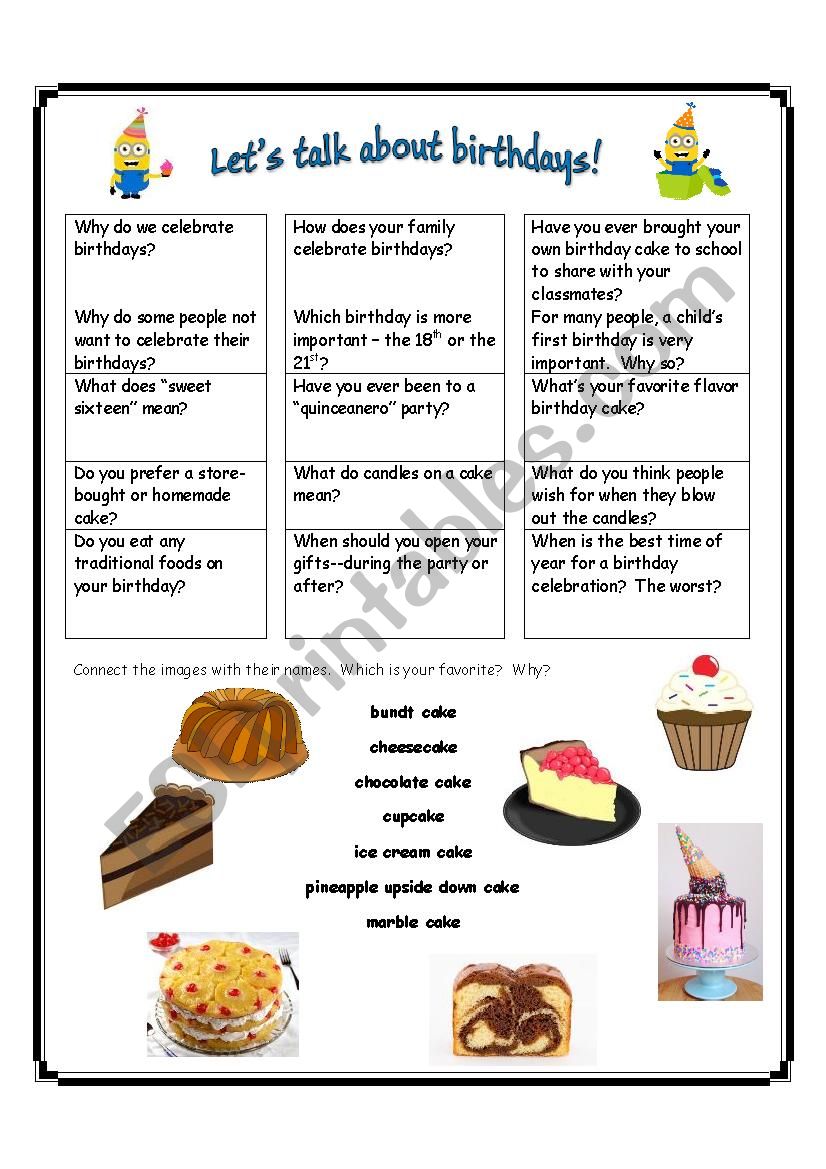 Lets Talk about Birthdays worksheet