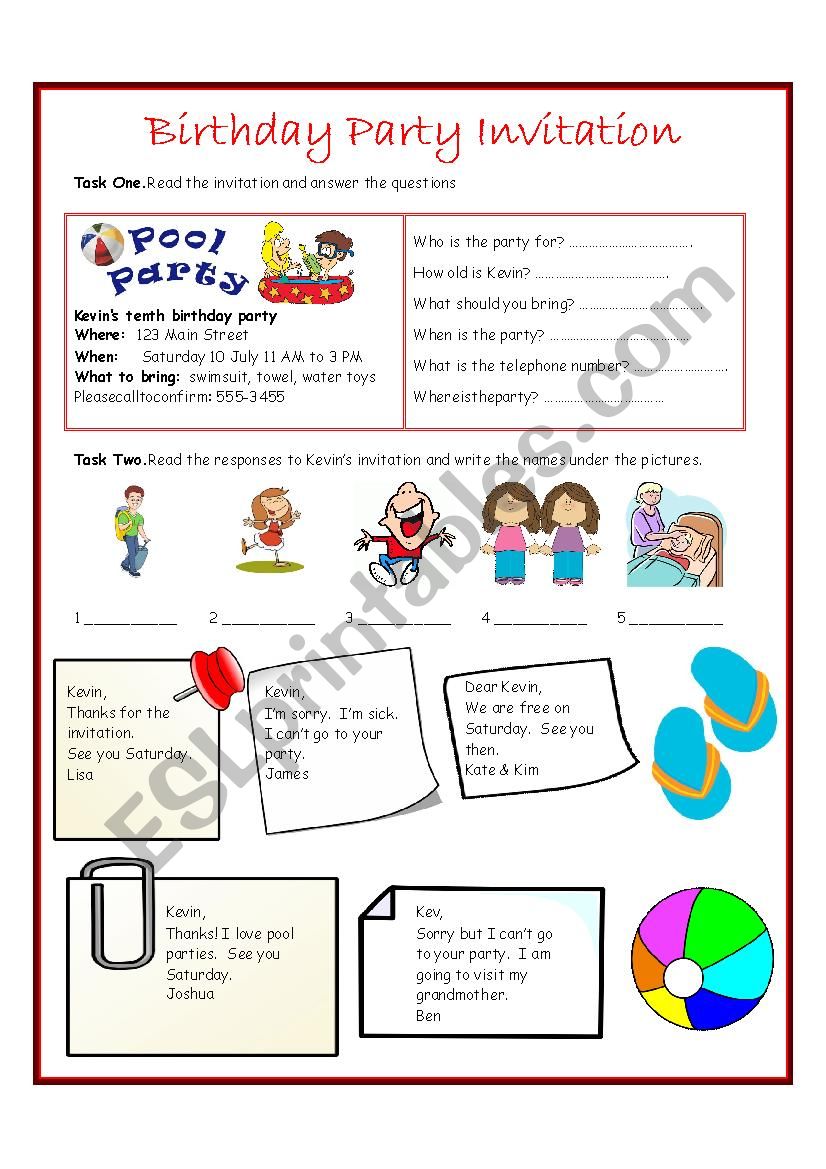 Invitations Worksheet worksheet