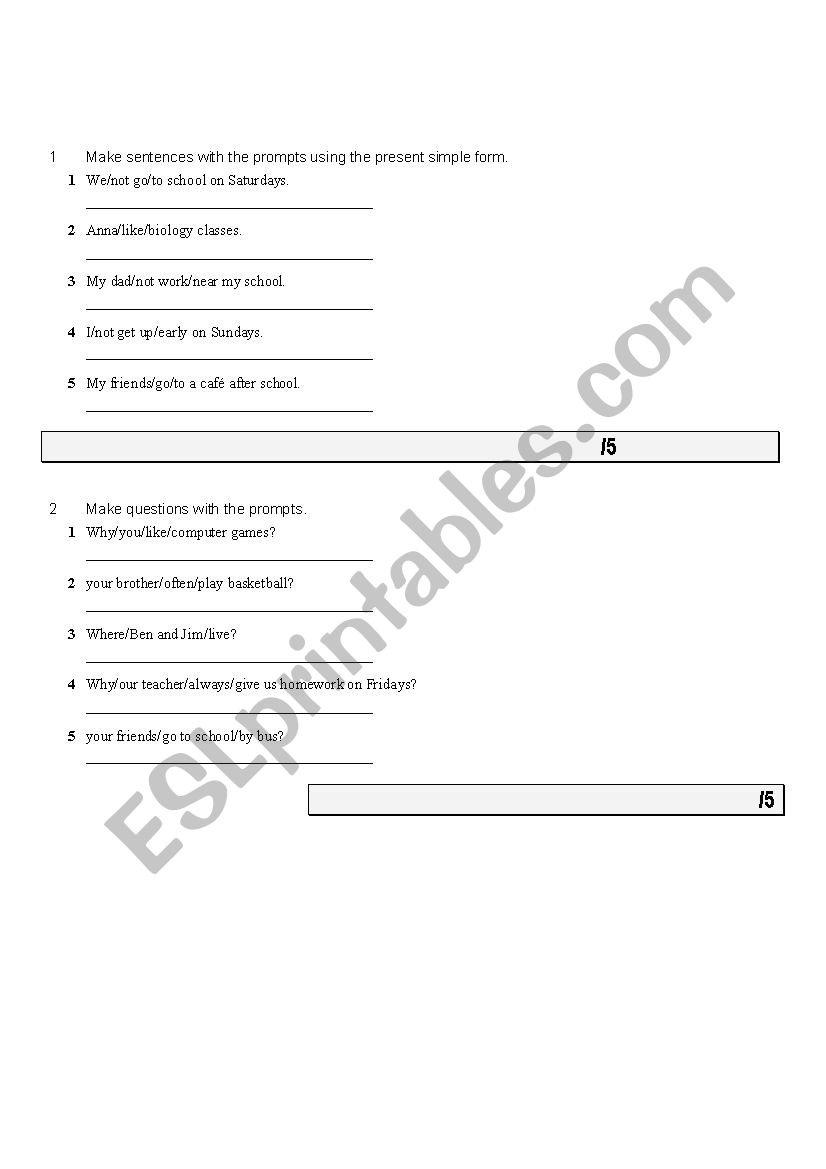 PRESENT SIMPE TEST worksheet