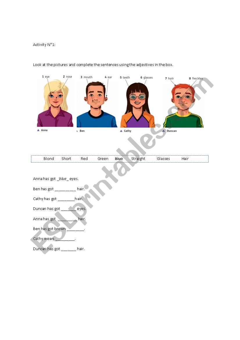 face worksheet