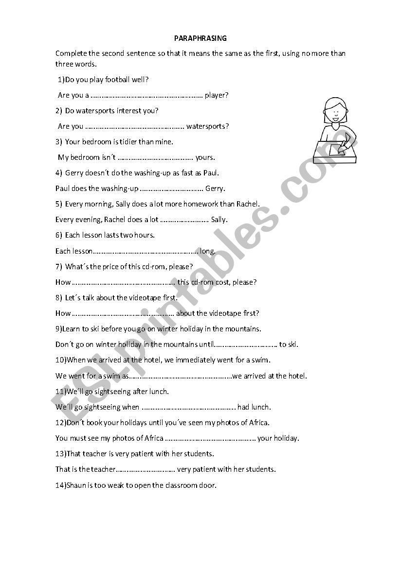 Sentence transformation worksheet