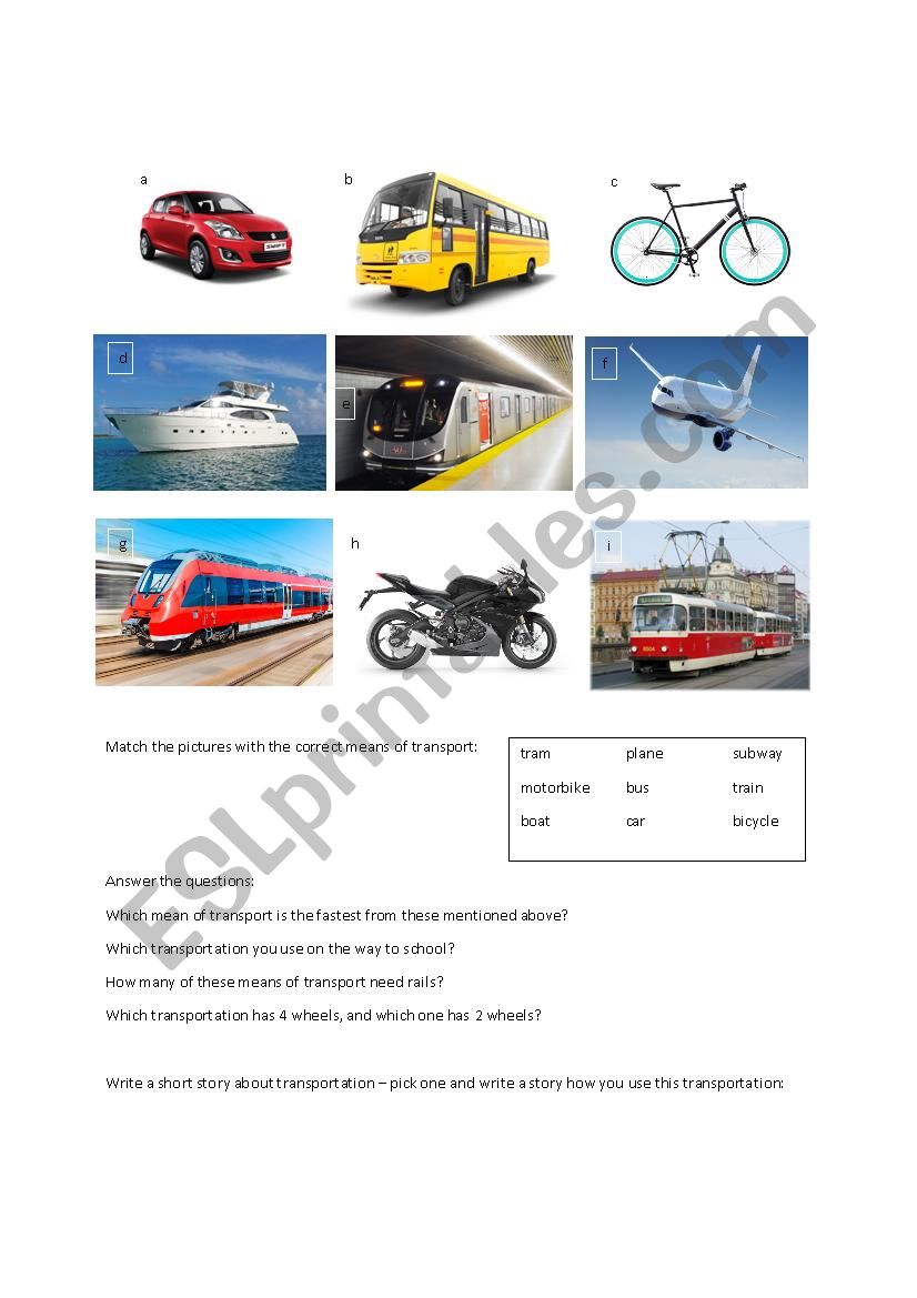 Transportation worksheet