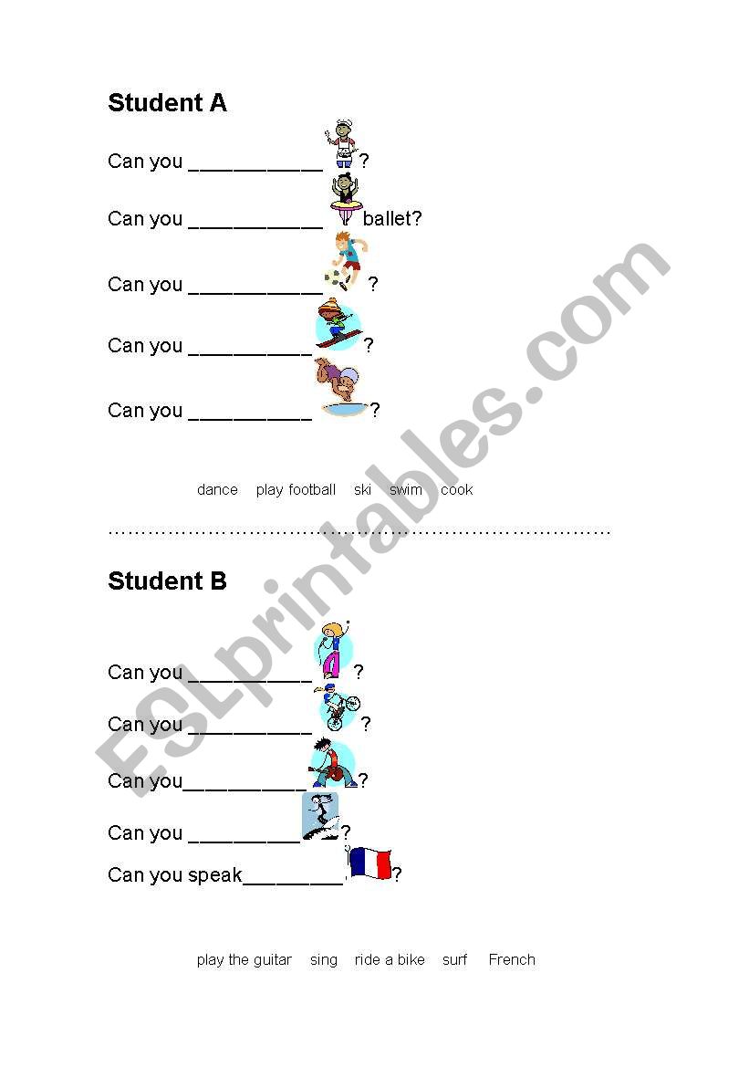 Can you...? worksheet