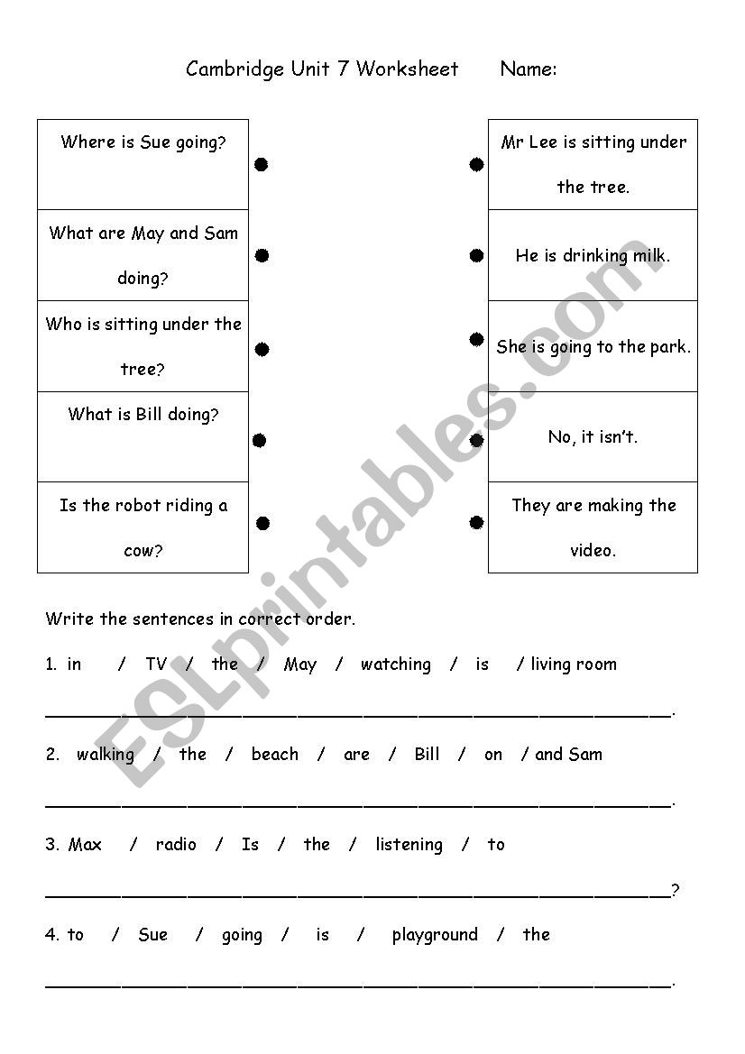 Present continuous worksheet