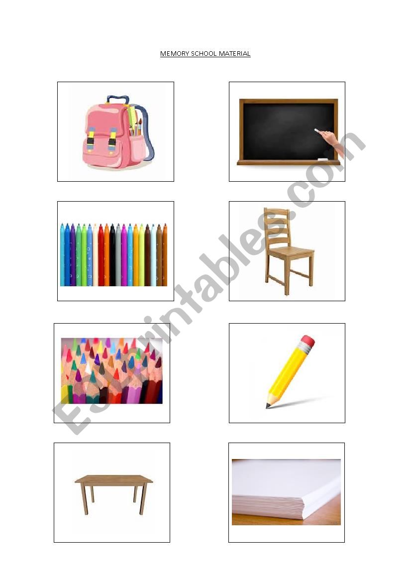 Memory school material worksheet