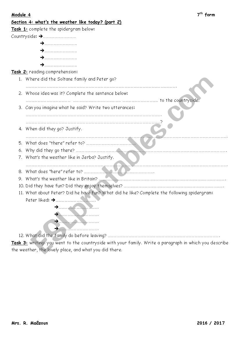 module 4 section 4 whats the weather like today part 2 7th form