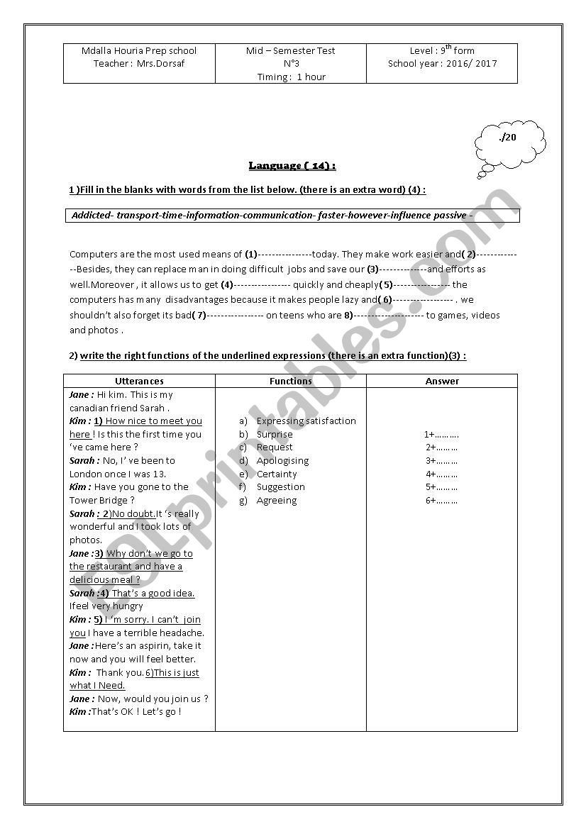 mid-term test n 3 worksheet