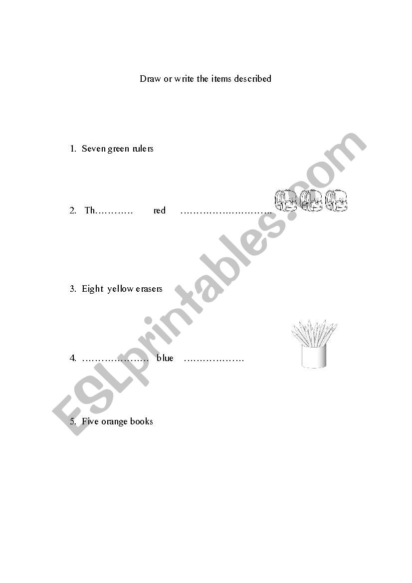 School objects practice worksheet