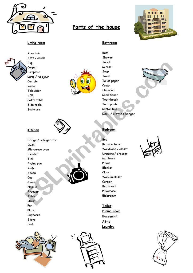 Home and furnitures worksheet