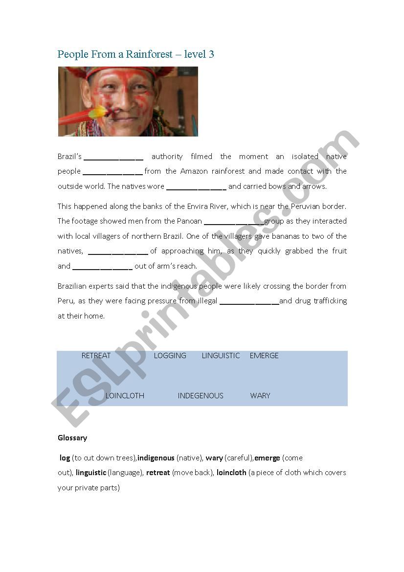 AMAZON TRIBE worksheet