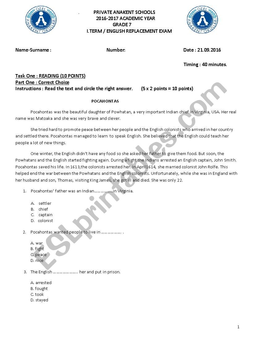 replacement test worksheet