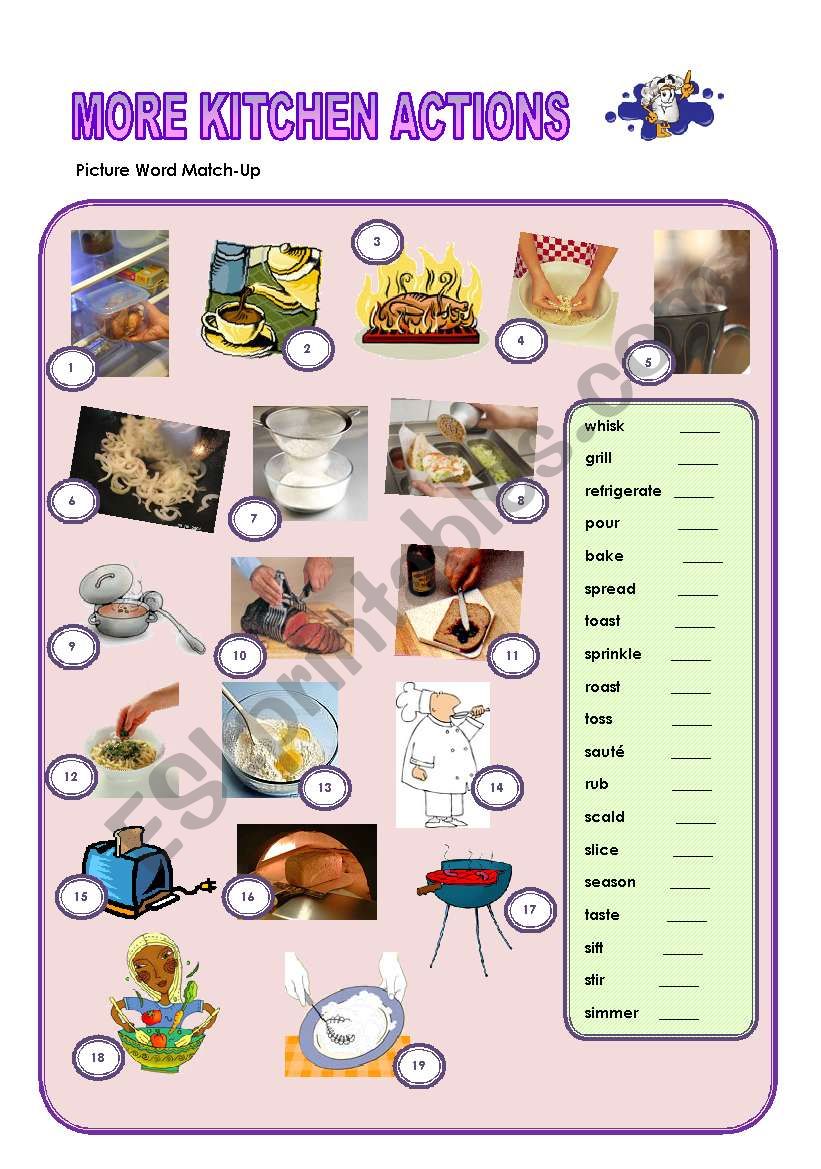 More Kitchen Actions worksheet