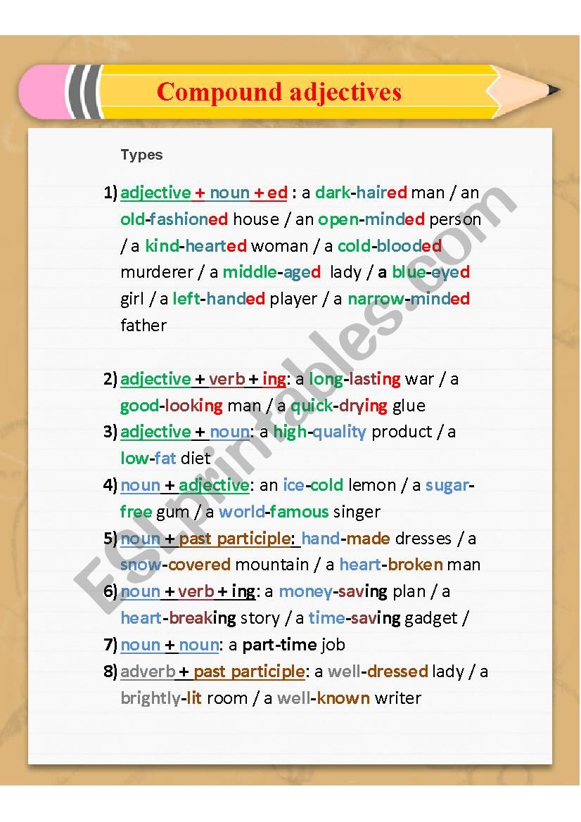 compound adjectives worksheet