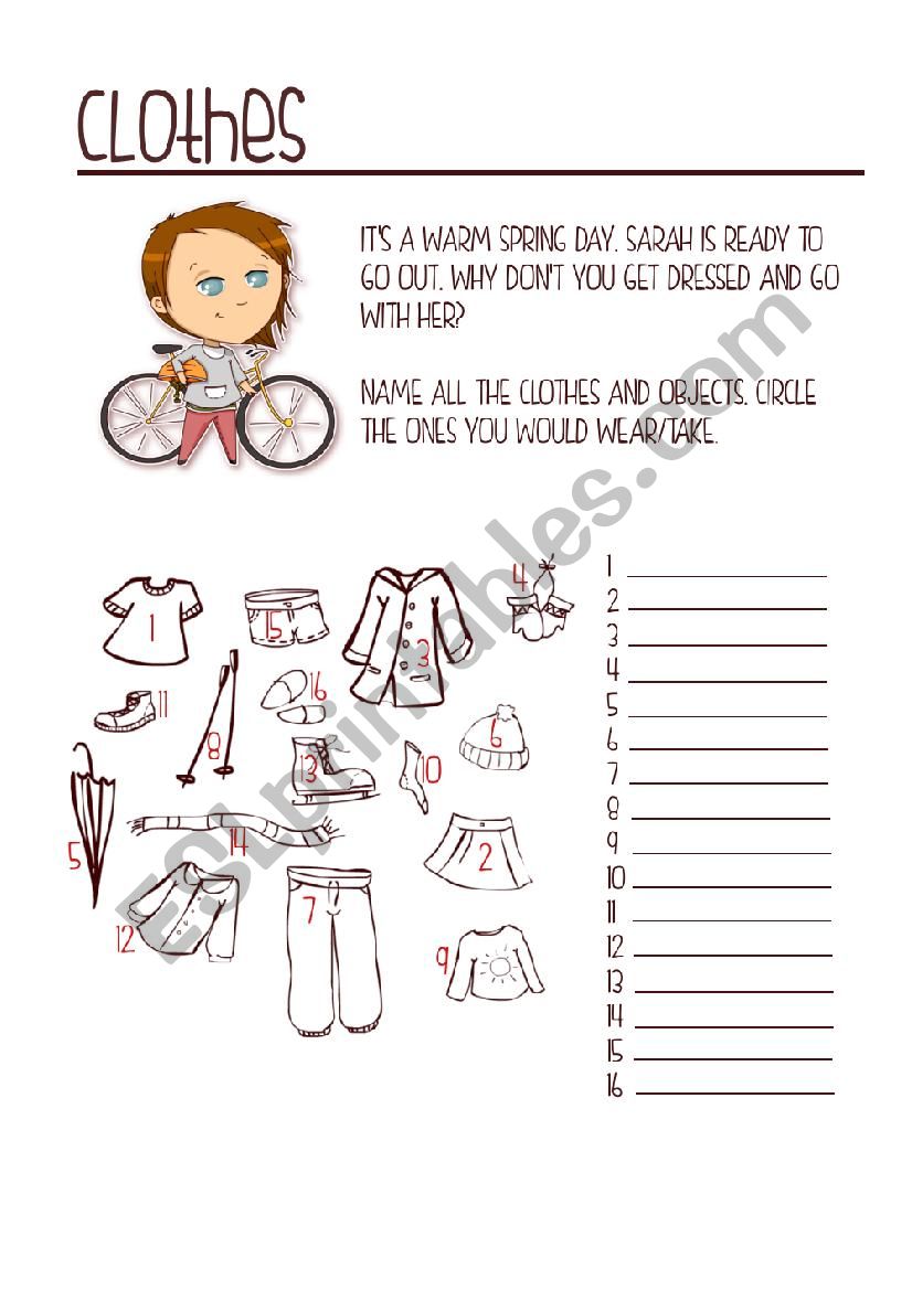 Clothes worksheet