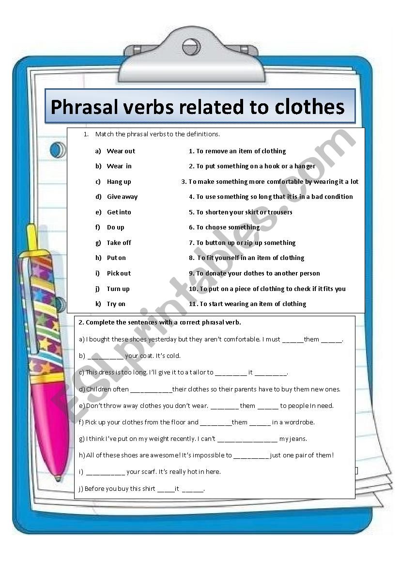 Phrasal verbs related to clothes