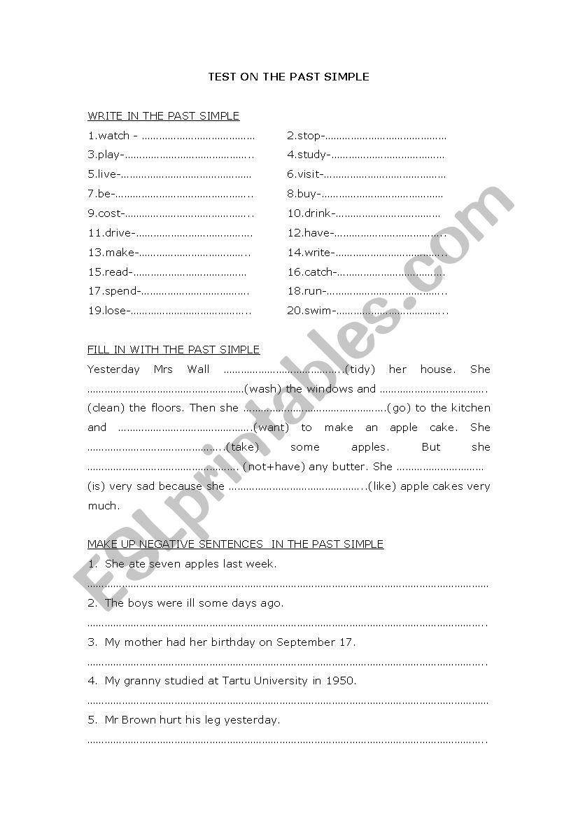 PAst Simple worksheet