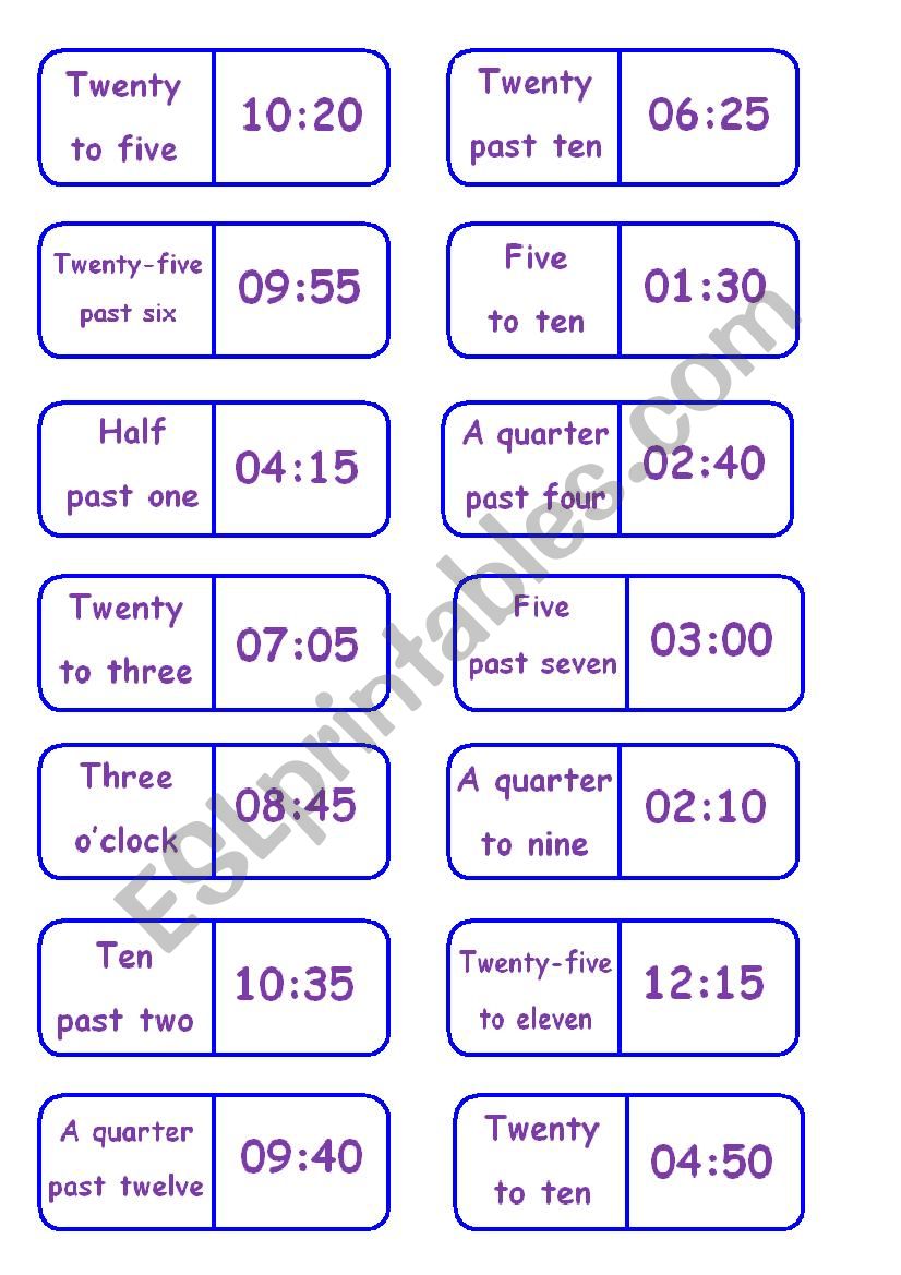 Dominoes   What time is it? worksheet