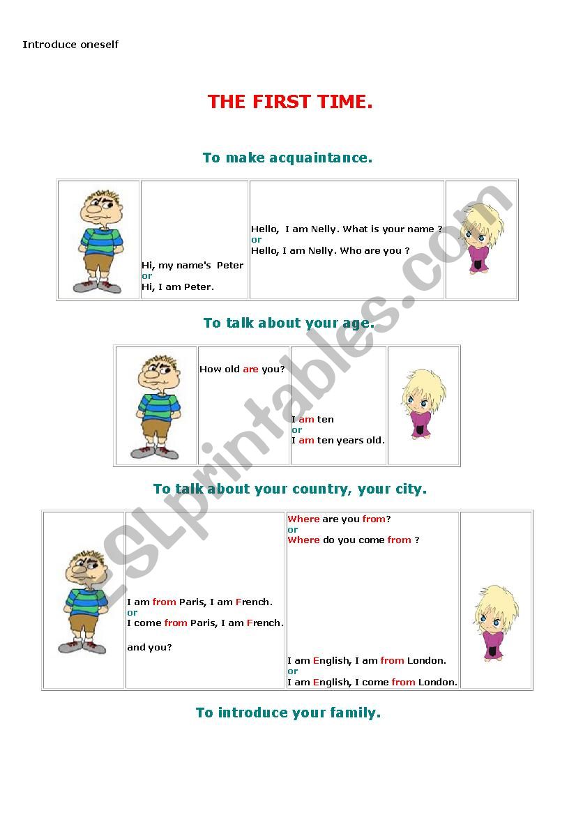 introducing oneself worksheet