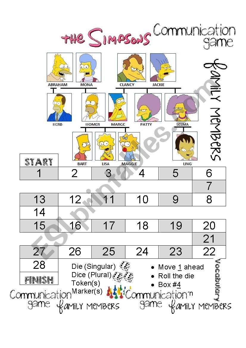 Family members worksheet