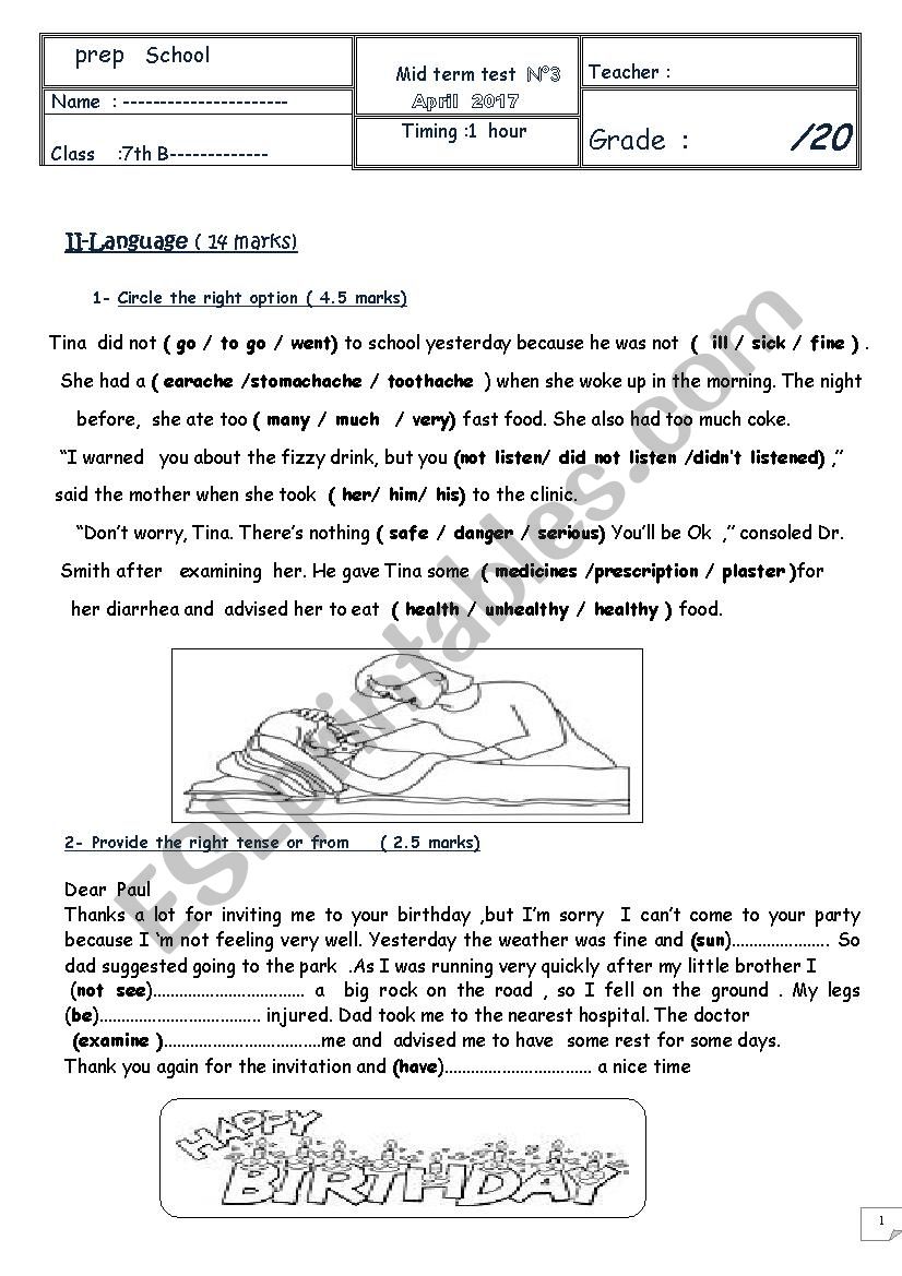 7th mid term 3 worksheet