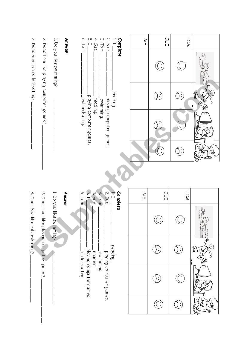 Like+ing worksheet