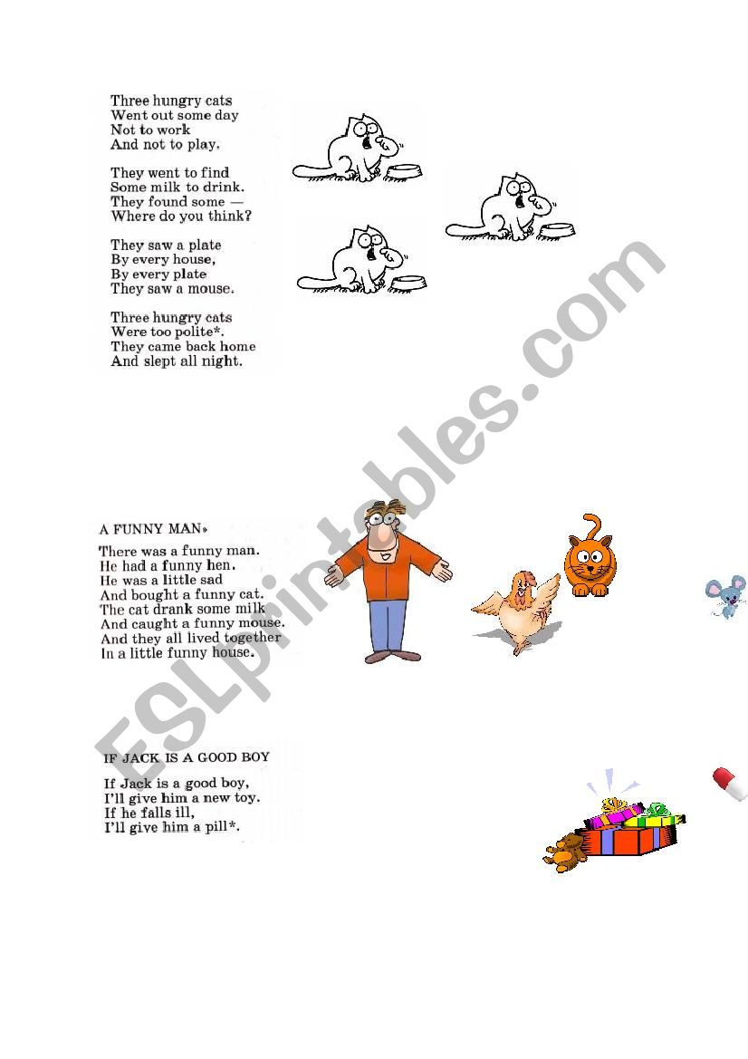 5 short poems for kids worksheet