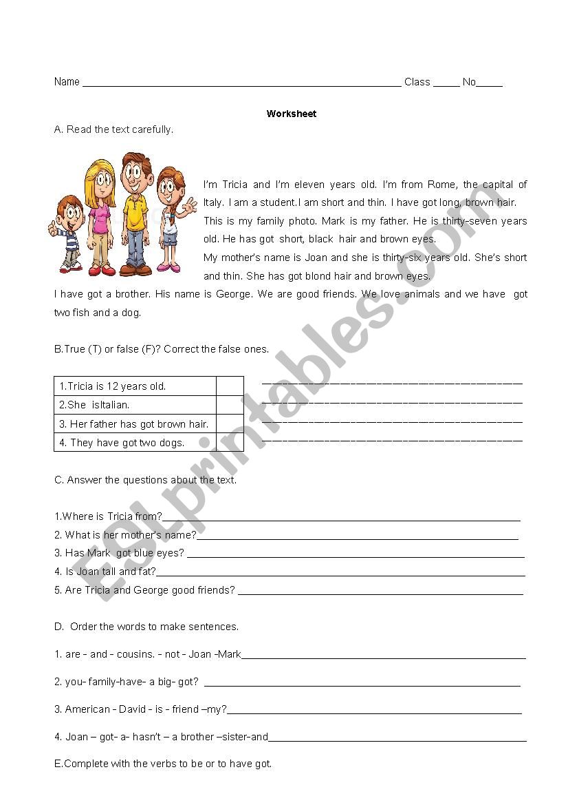 family worksheet