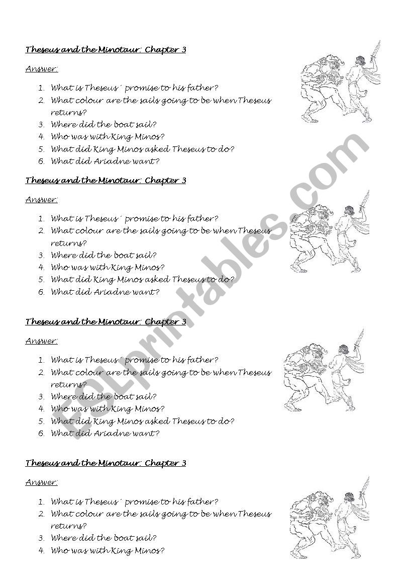 Theseus and the Minotaur worksheet