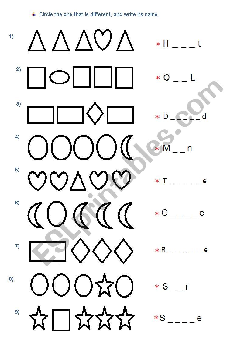 the different shapes worksheet