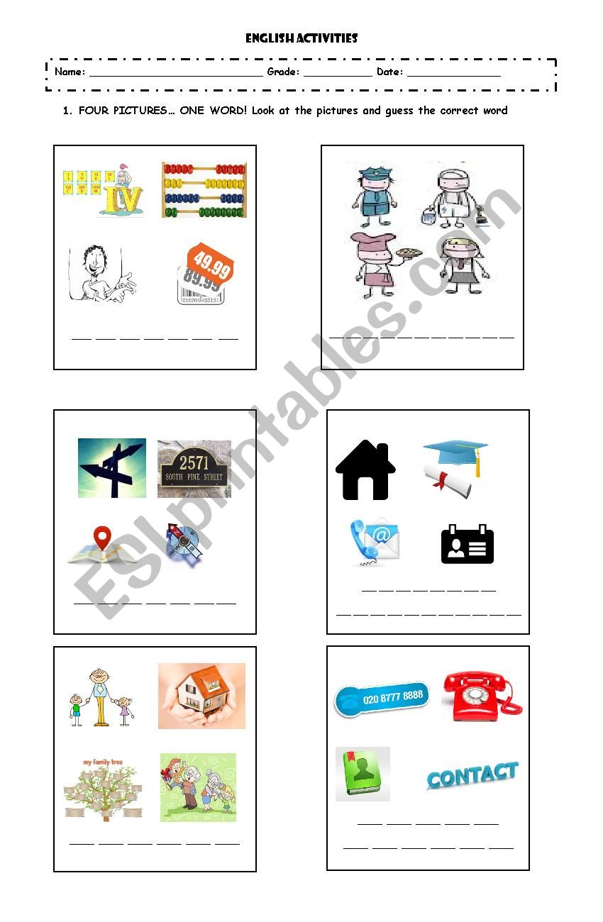 English activities worksheet