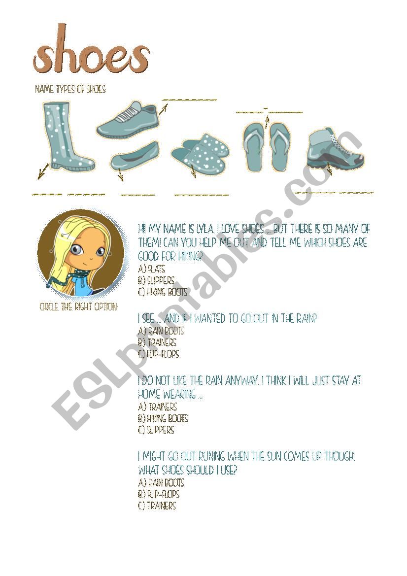 Shoes worksheet Shoes worksheet
