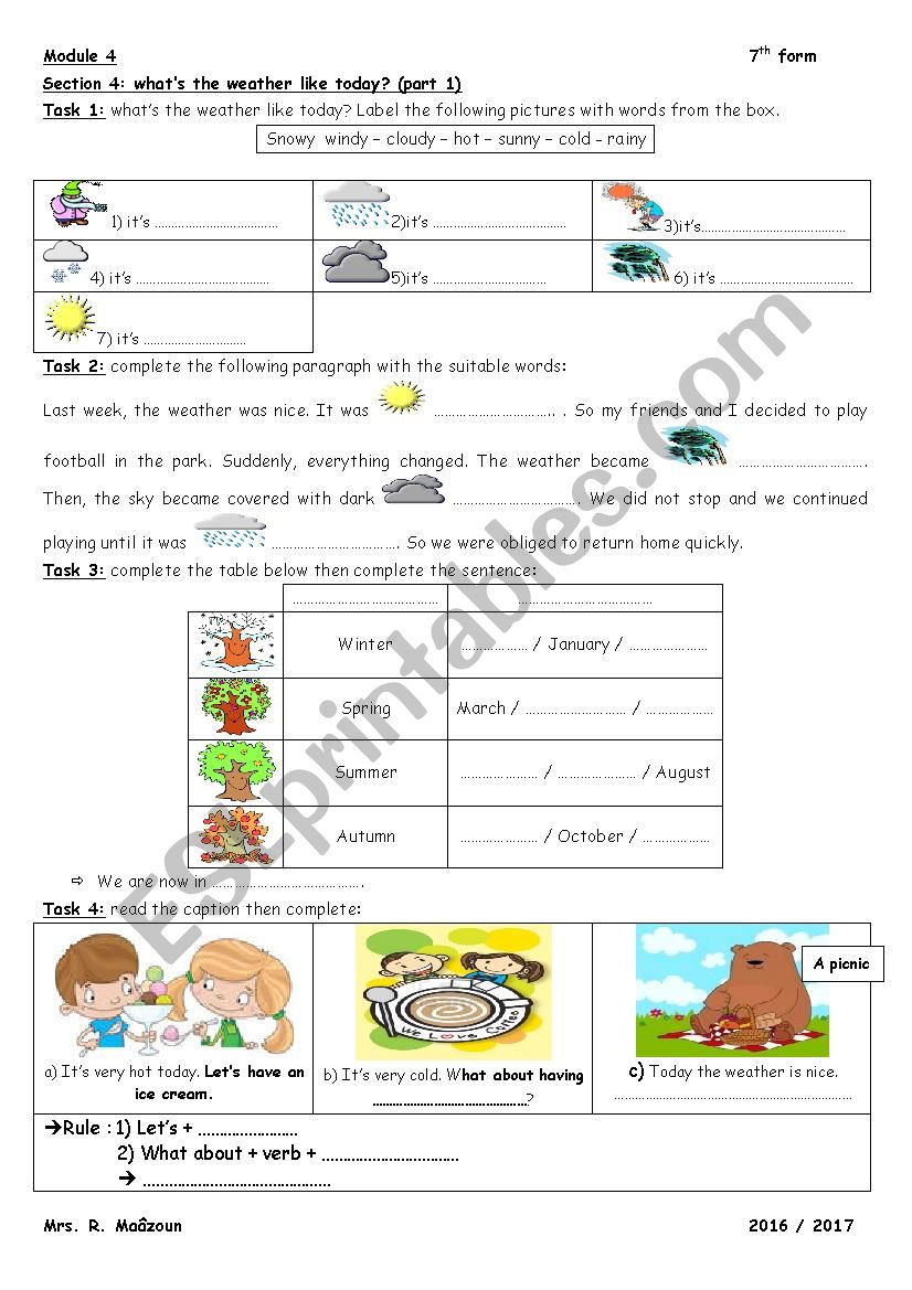 module 4 section 4 whats the weather like today part 1 7th form