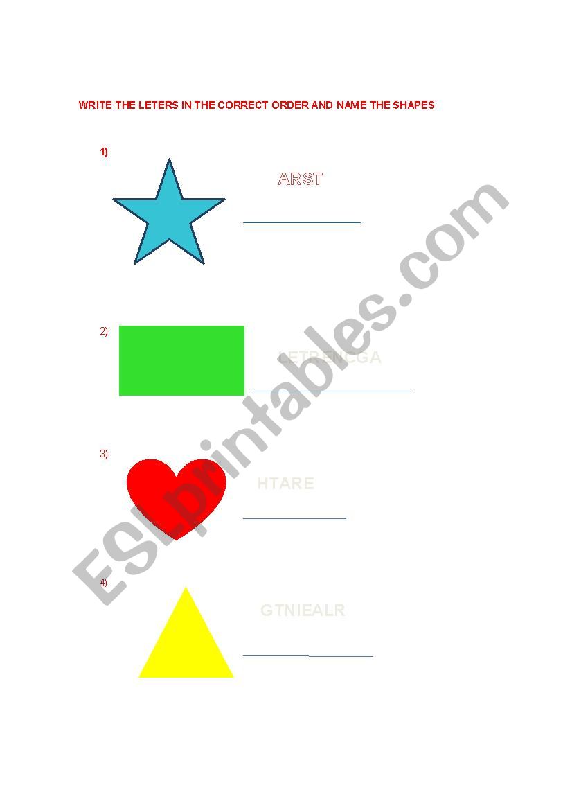 SHAPES worksheet