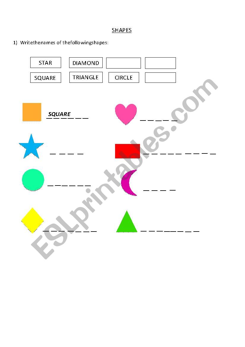 Shapes worksheet