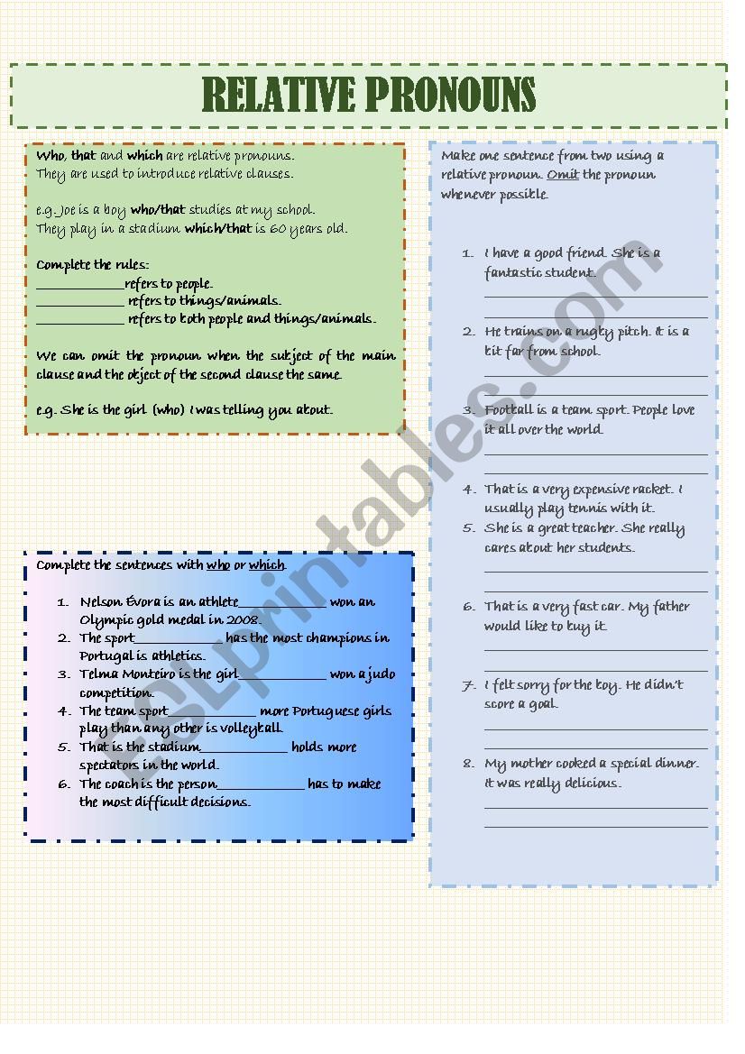 Relative Pronouns worksheet