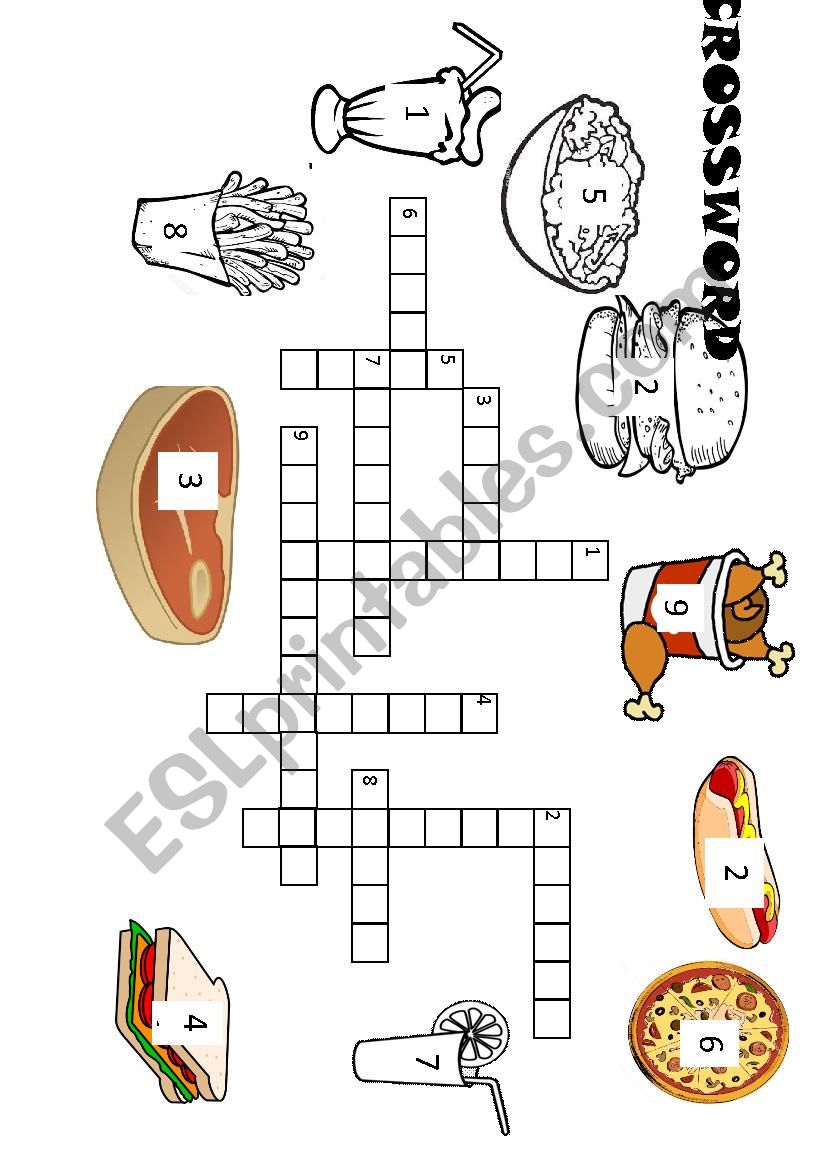 food crossword worksheet