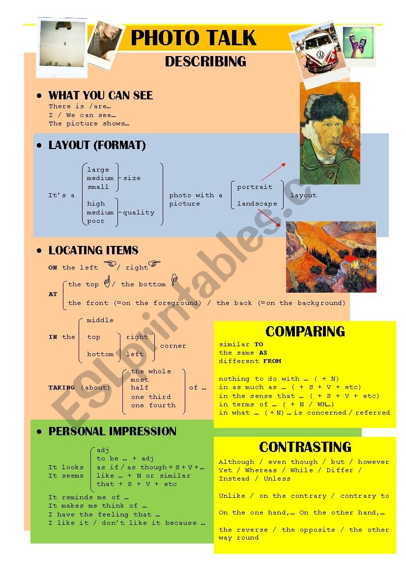 photo talk worksheet