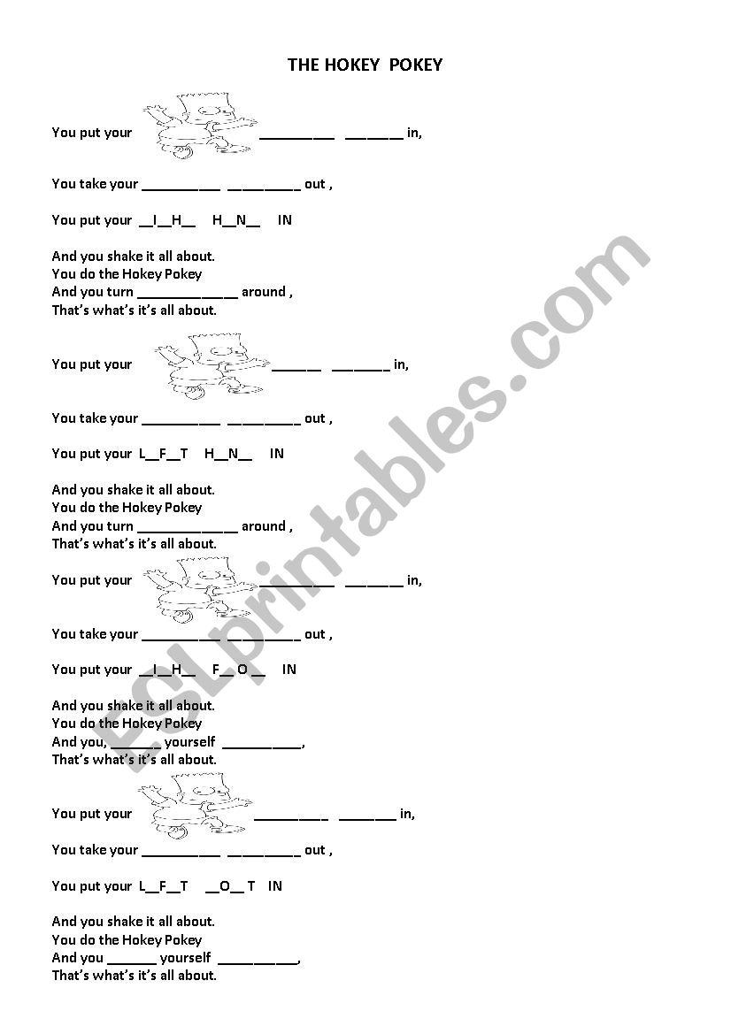 the Hokey pokey worksheet