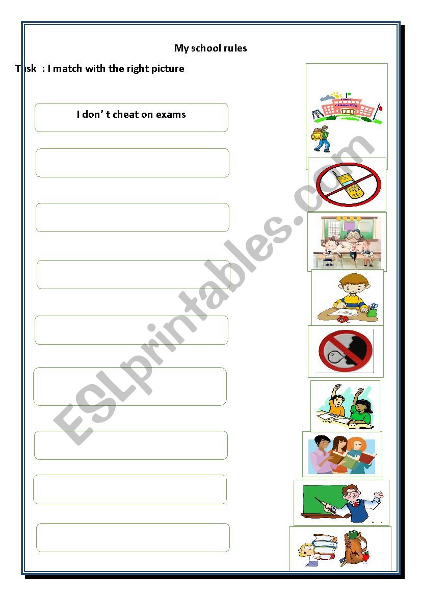 school rules worksheet