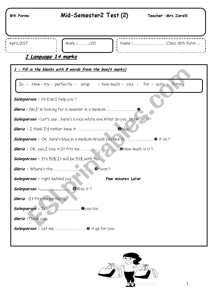 Semester 2 Test 2 worksheet