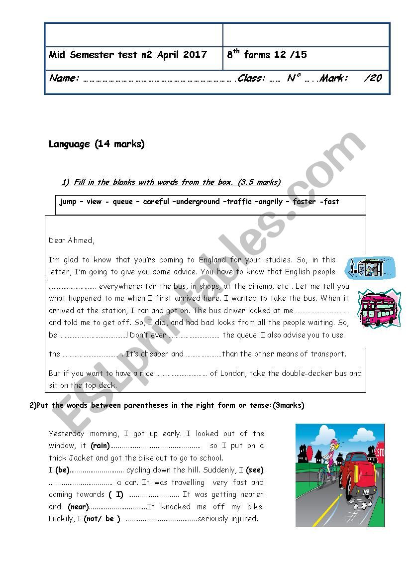 8th form worksheet