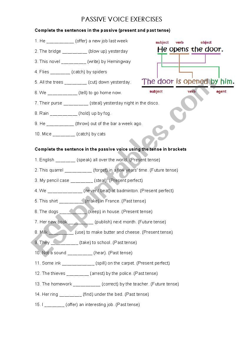 Passive Voice Exercises worksheet