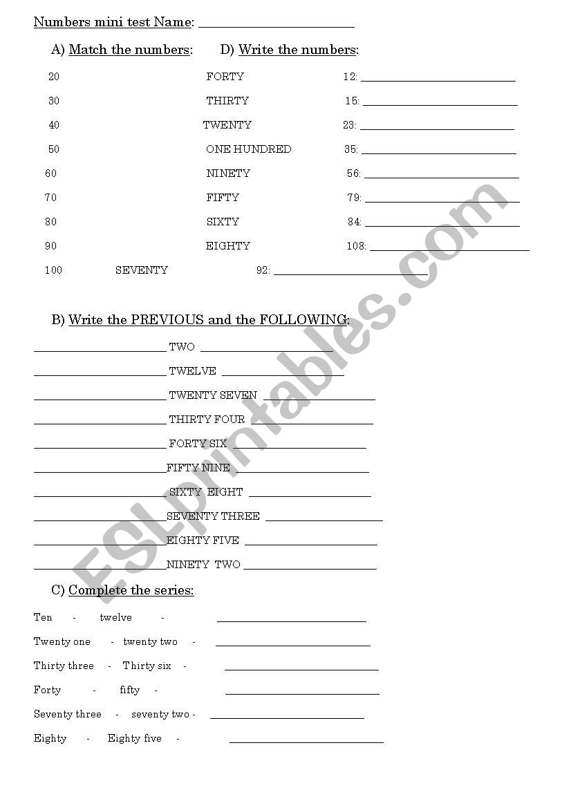 numbers 1 to 20 worksheet