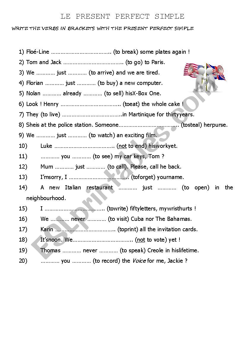 The present perfect simple worksheet