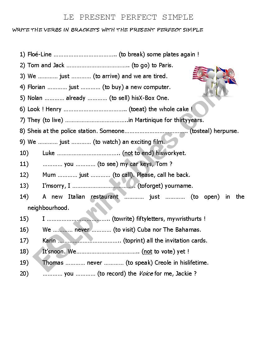 The present perfect simple worksheet