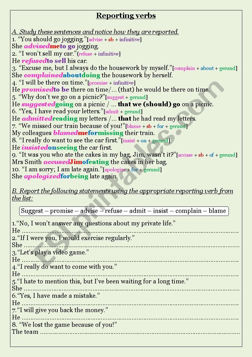 reporting-verbs-esl-worksheet-by-ibnzohrhs