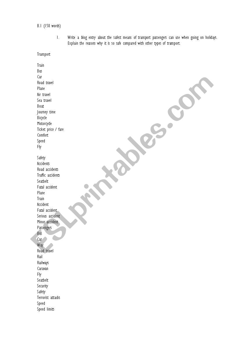 Blog of Means of transports worksheet