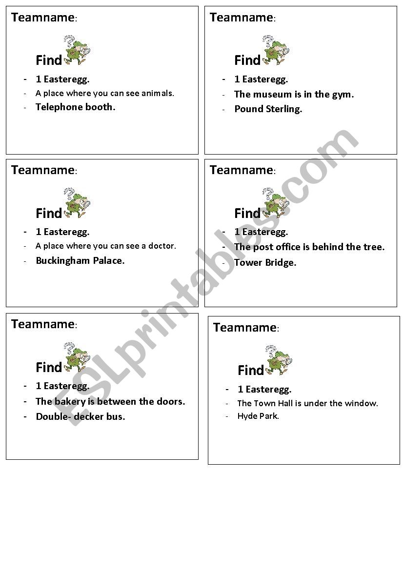 Easter egg hunt game worksheet